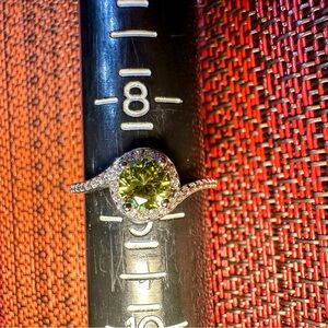 Fragrant Jewels Silver Ring with Vibrant Olive Stone